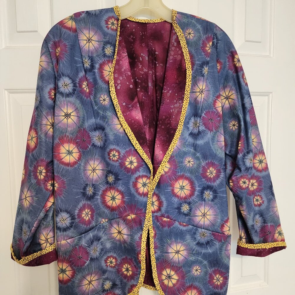 Vintage Handmade Sewn Quilted Jacket Floral